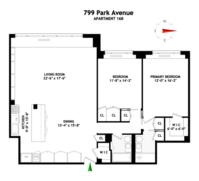 Floorplan for 799 Park Avenue, 16B