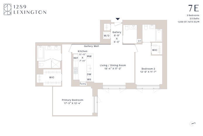 Floorplan for 1289 Lexington Avenue, 7E