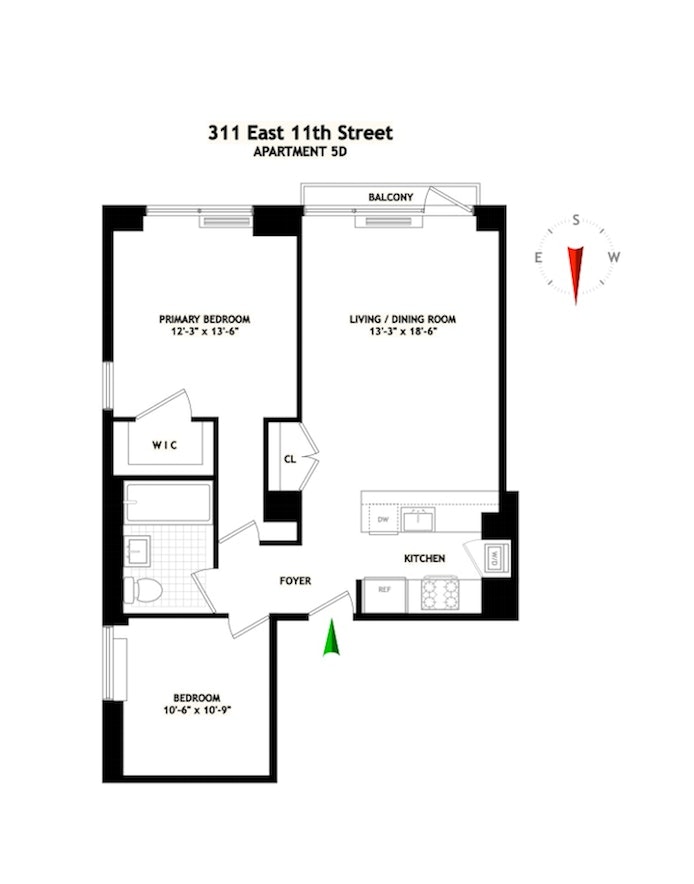 Floorplan for 311 East 11th Street, 5D