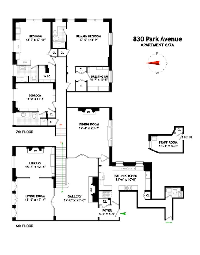 Floorplan for 830 Park Avenue, 6/7A