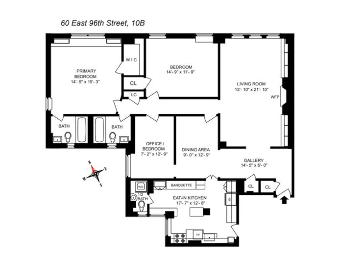 Floorplan for 60 East 96th Street, 10B