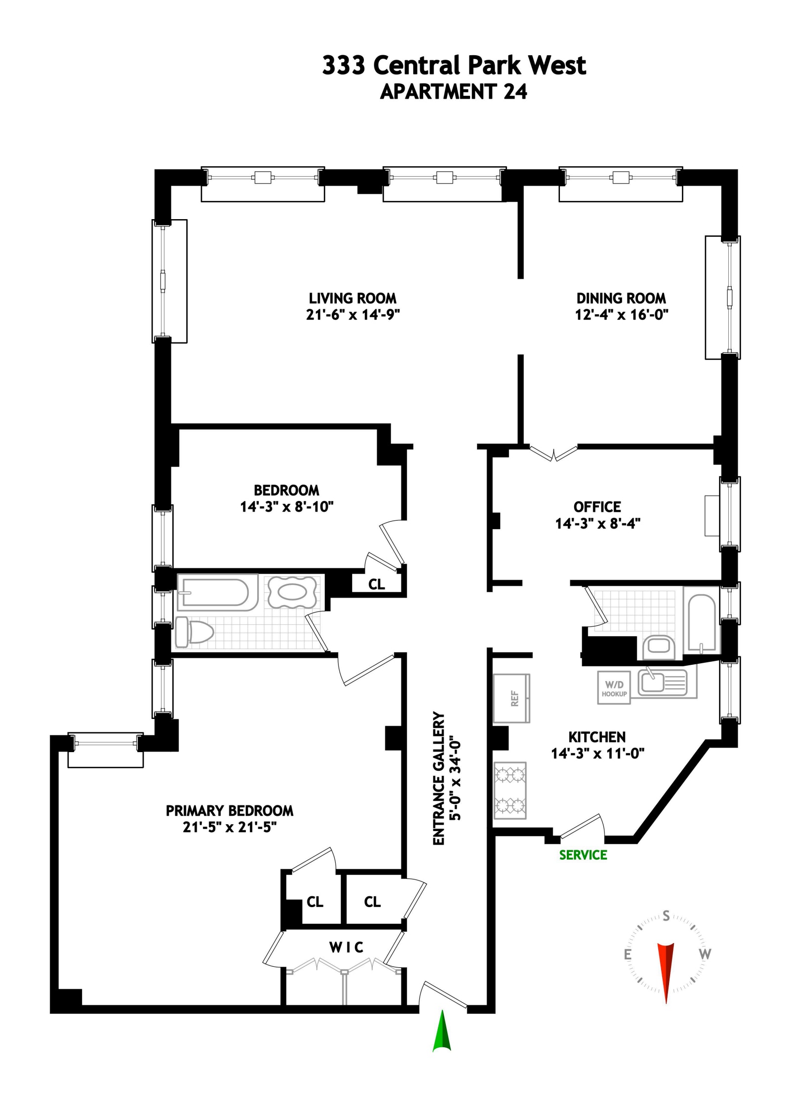 Floorplan for 333 Central Park West, 24