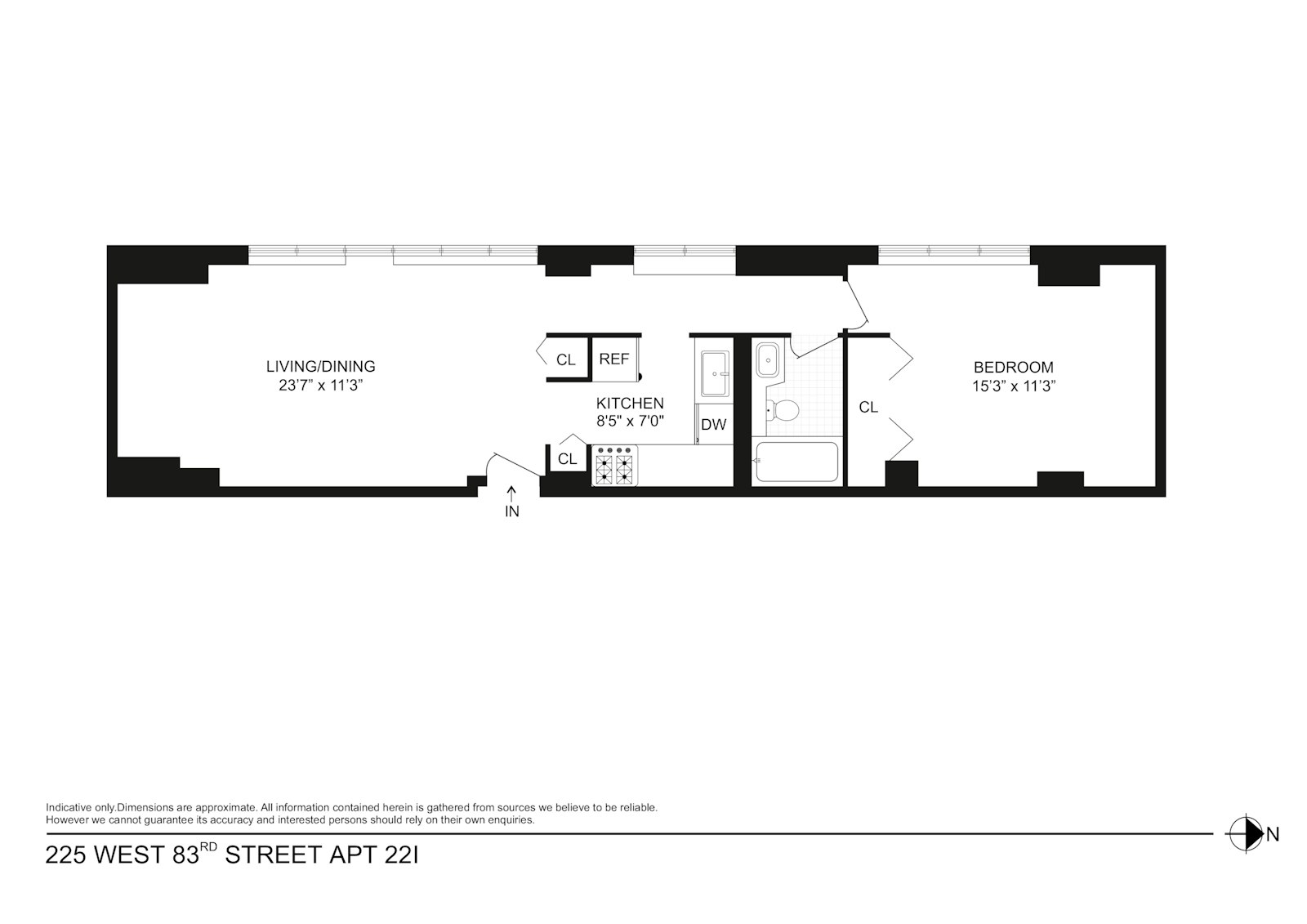 Floorplan for 225 West 83rd Street, 22I