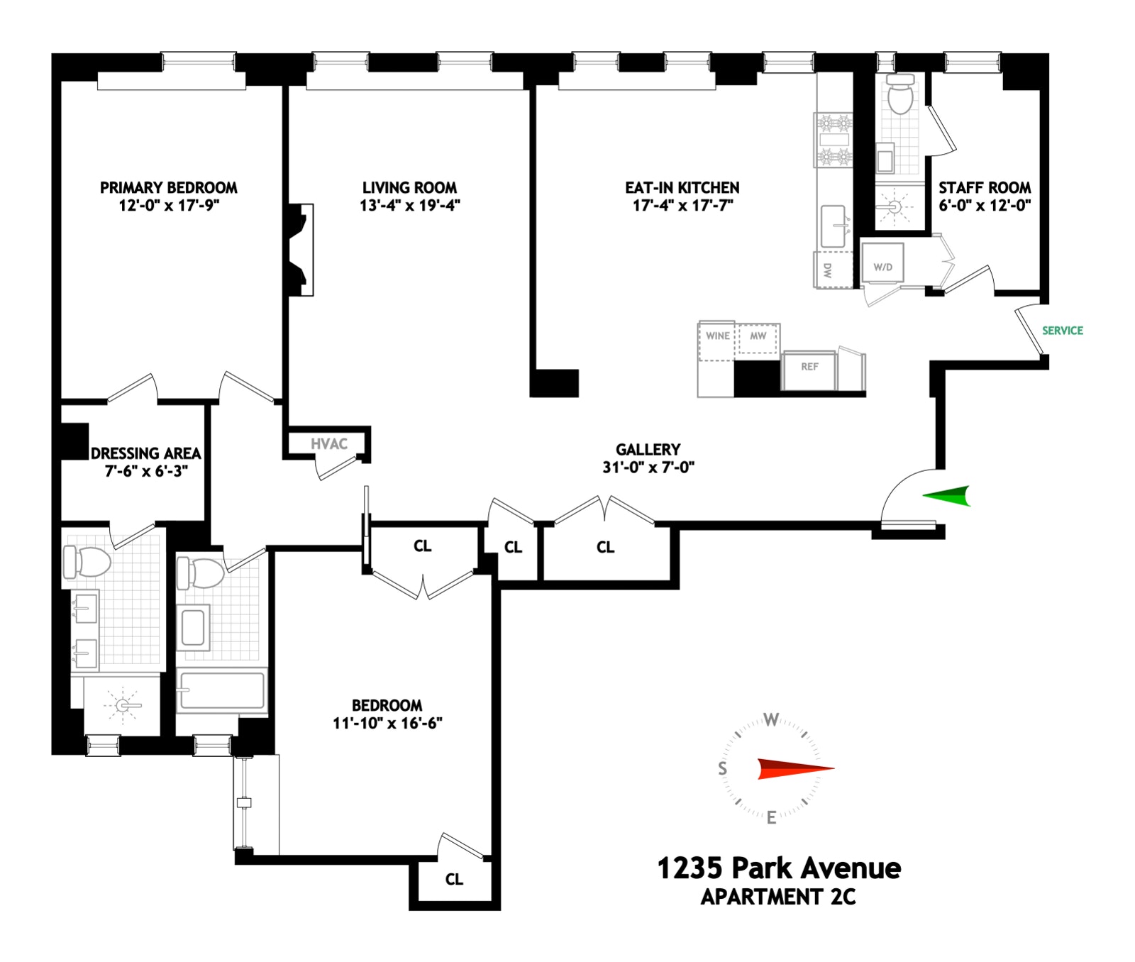 Floorplan for 1235 Park Avenue, 2C