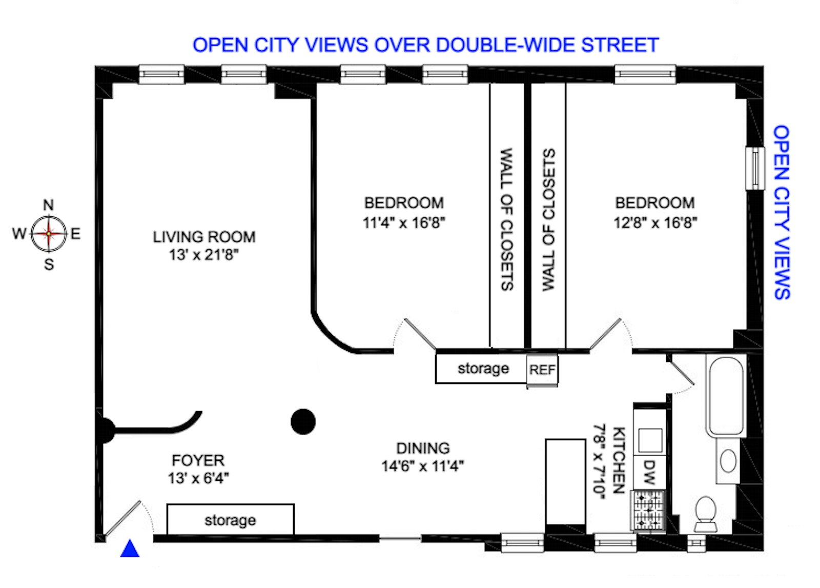 Floorplan for 310 West 106th Street, 9A