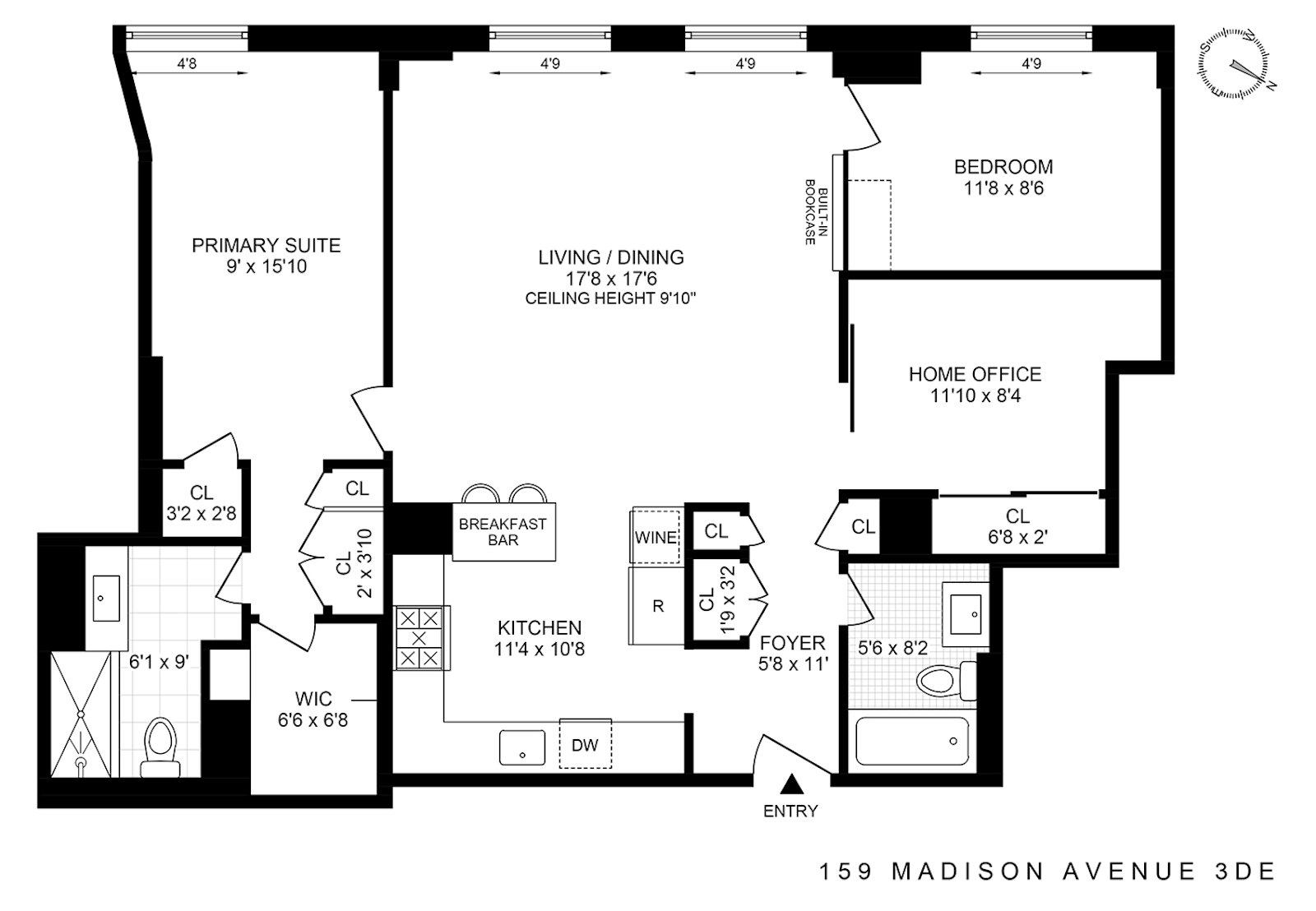 Floorplan for 159 Madison Avenue, 3DE
