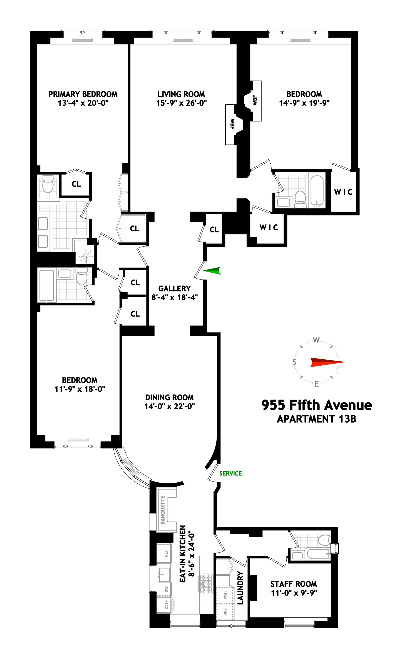 Floorplan for 955 Fifth Avenue, 13B