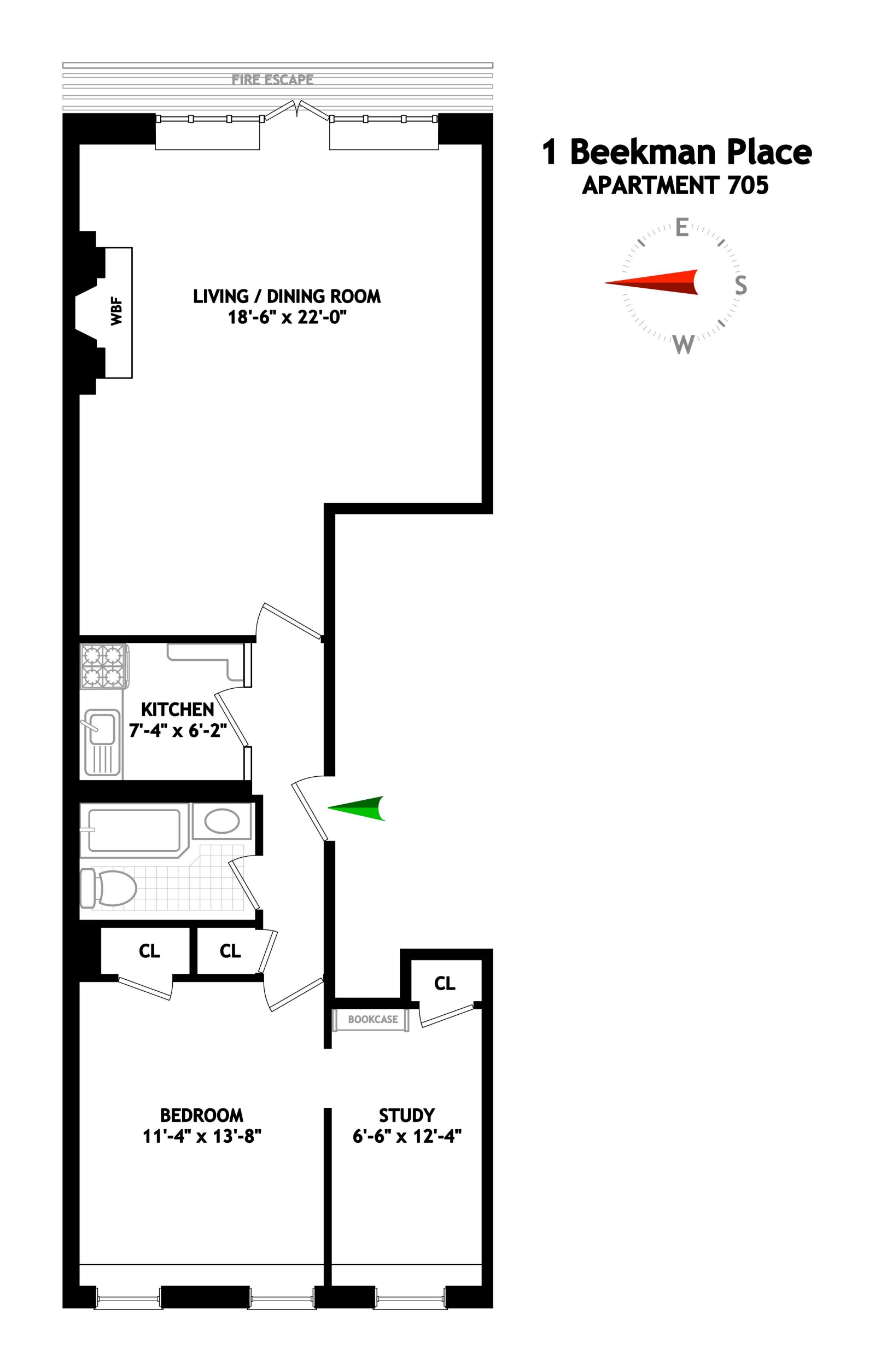 Floorplan for 1 Beekman Place, 705