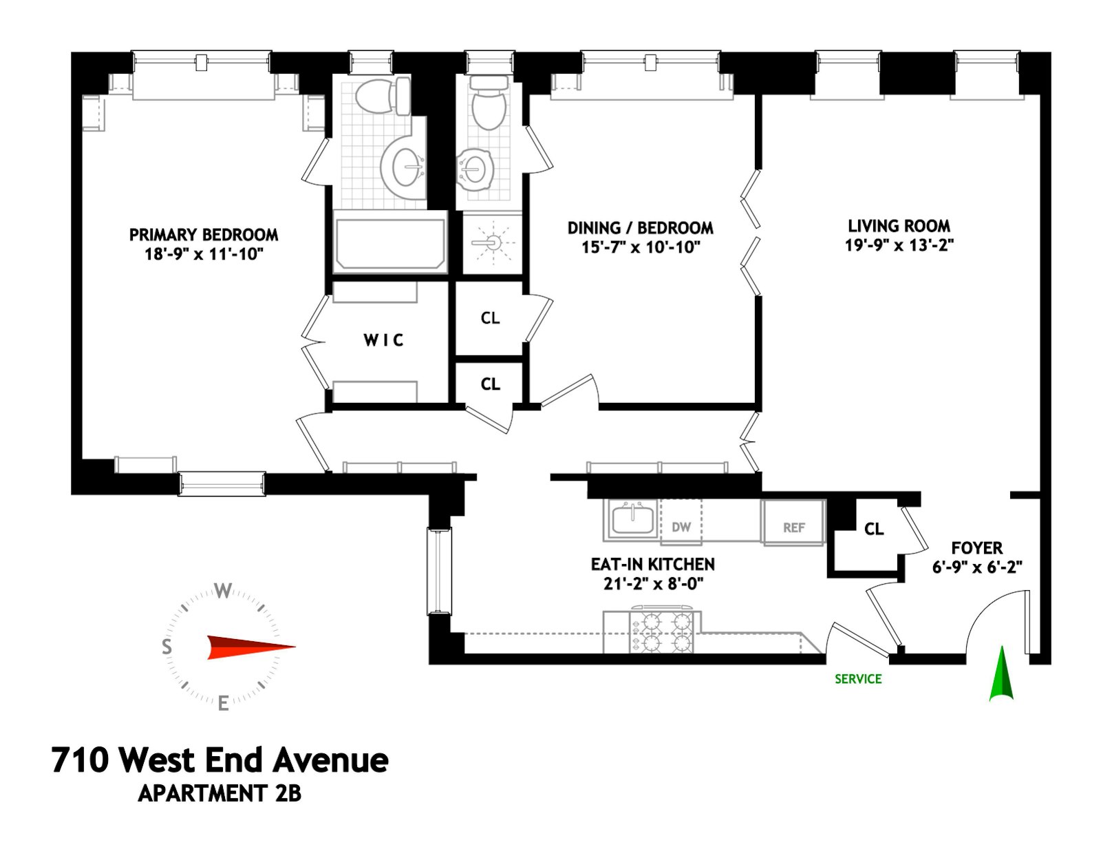 Floorplan for 710 West End Avenue, 2B