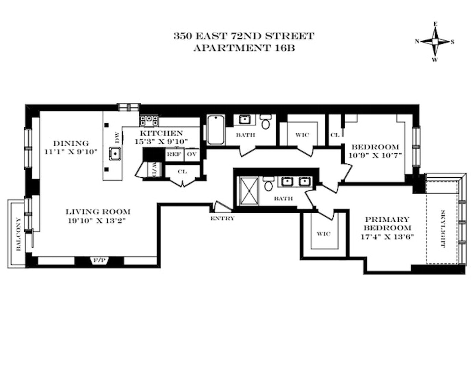 Floorplan for 350 East 72nd Street, 16B