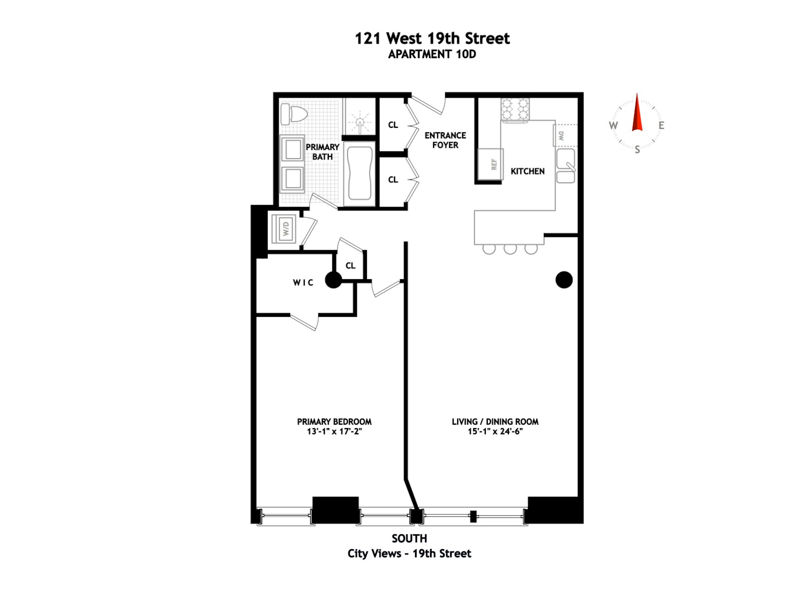 Floorplan for 121 West 19th Street, 10D