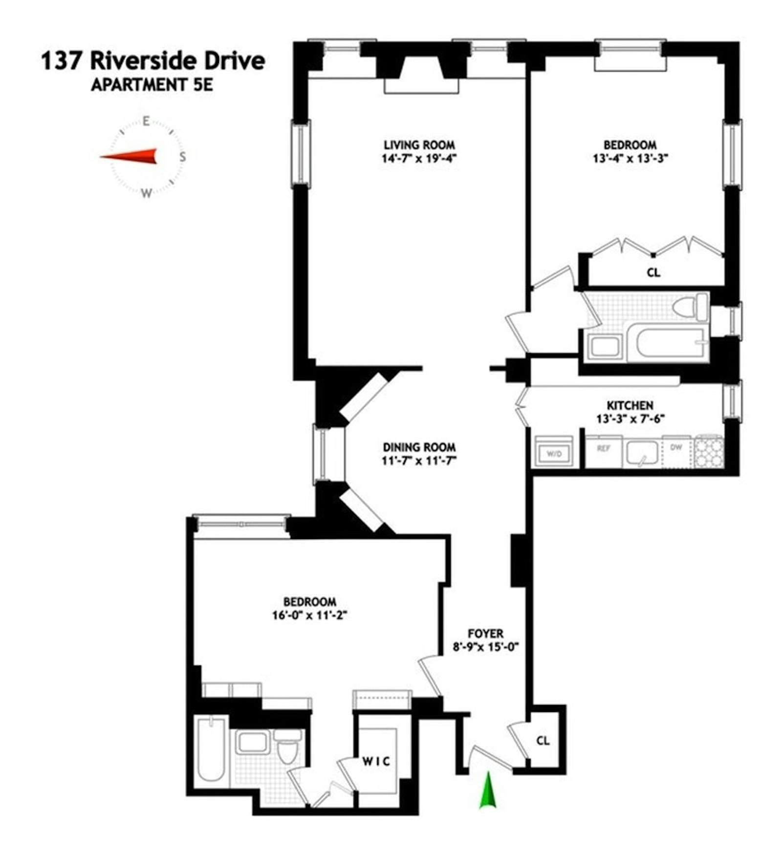 Floorplan for 137 Riverside Dr, 5E