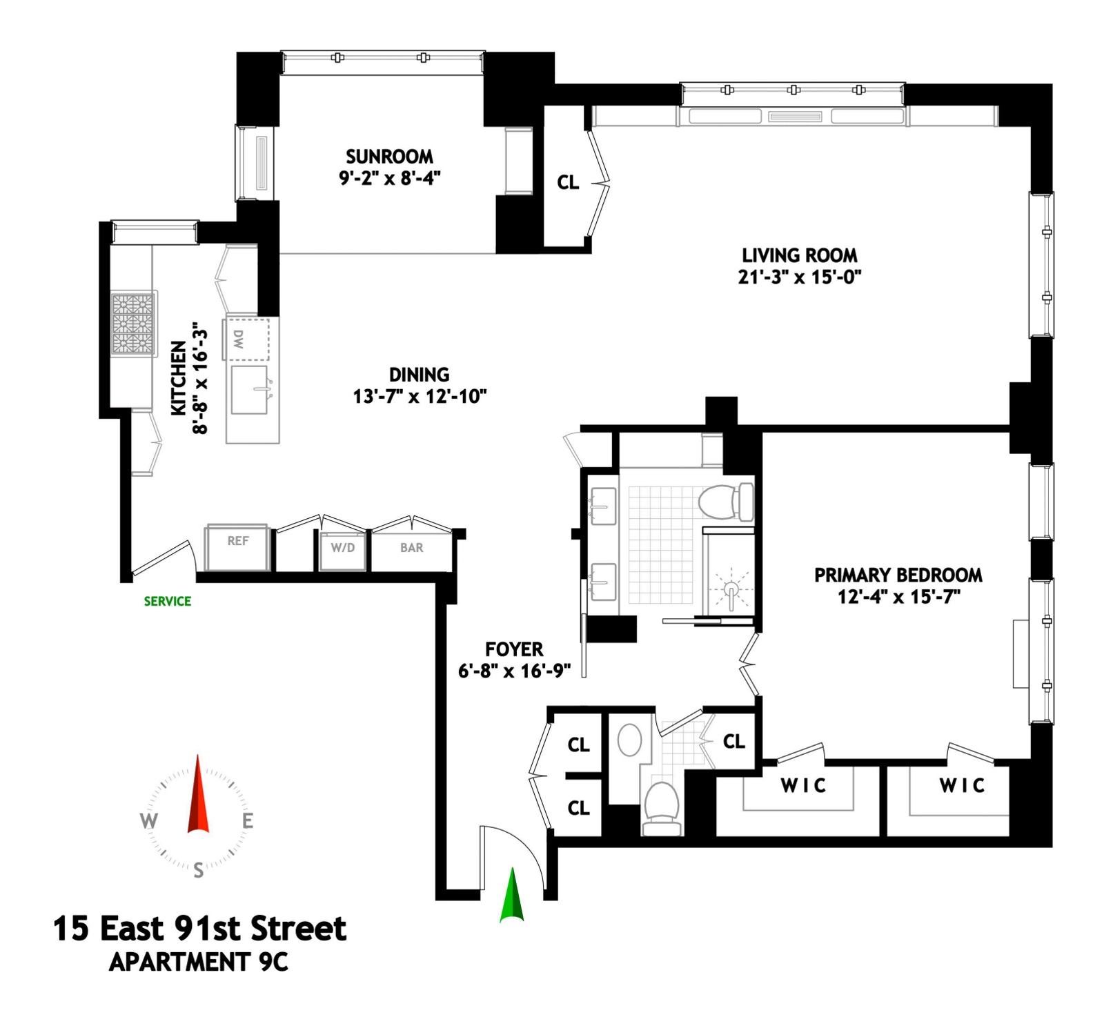Floorplan for 15 East 91st Street, 9C