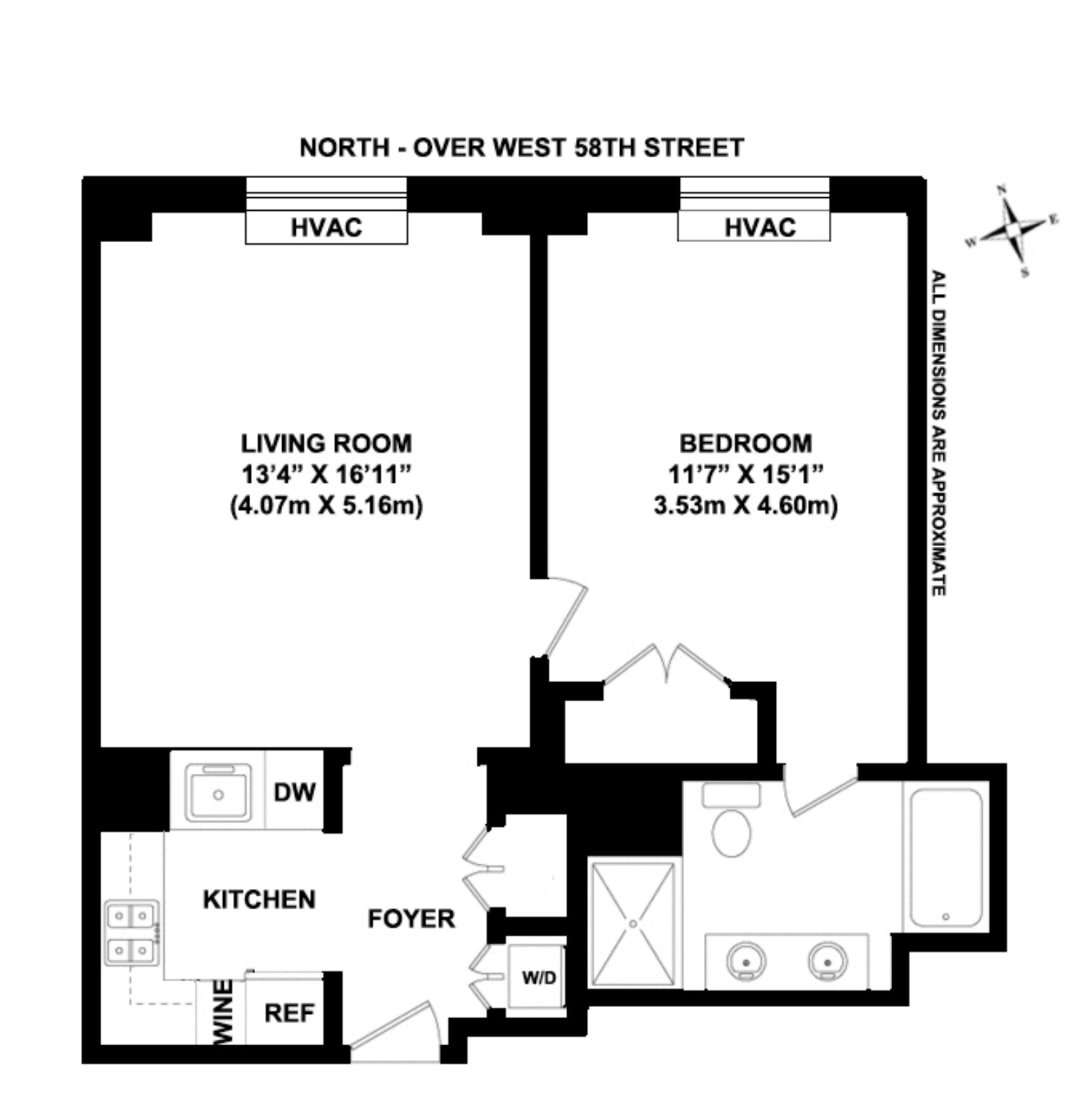 Floorplan for 100 West 58th Street, 4E
