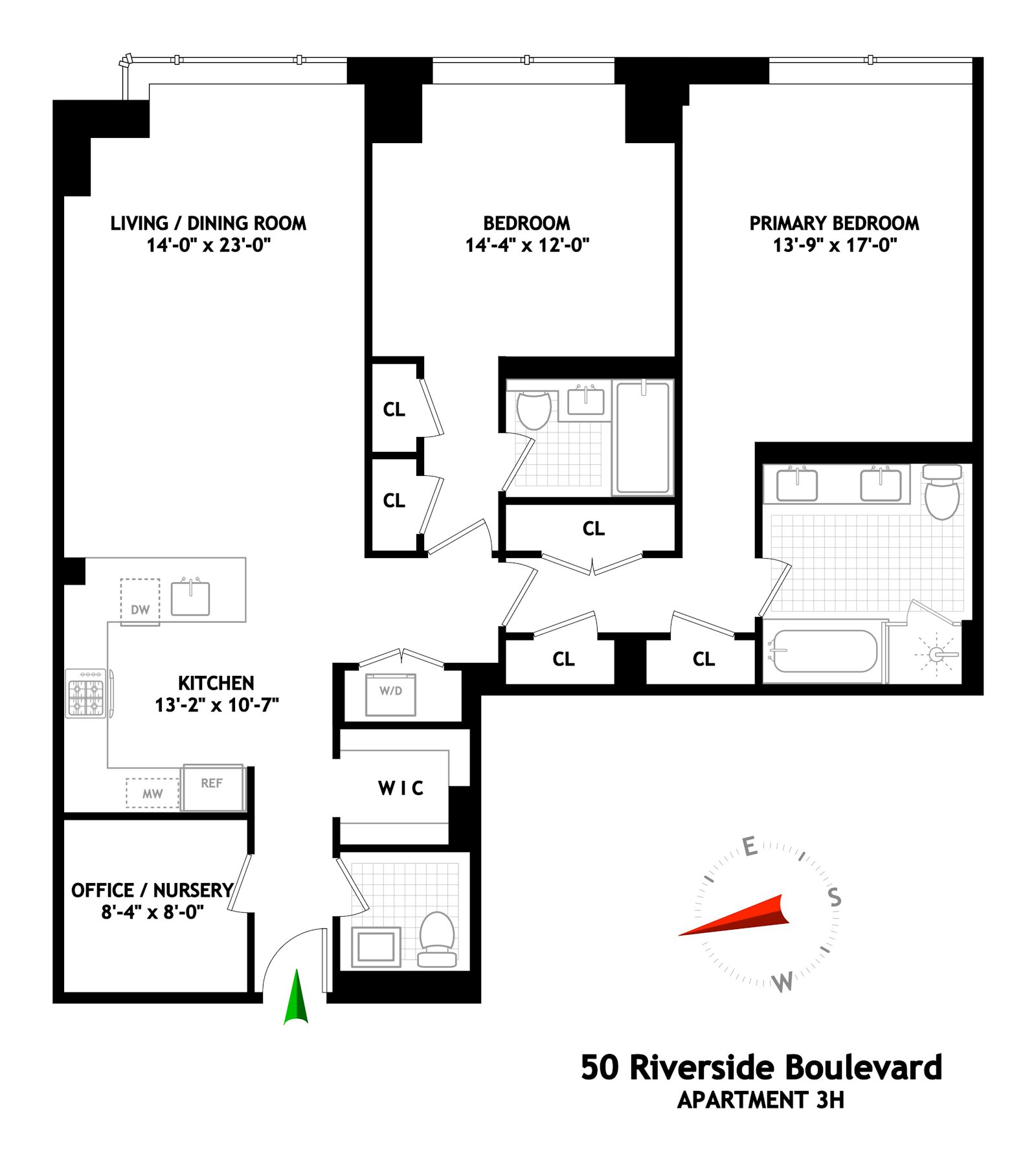 Floorplan for 50 Riverside Boulevard, 3H
