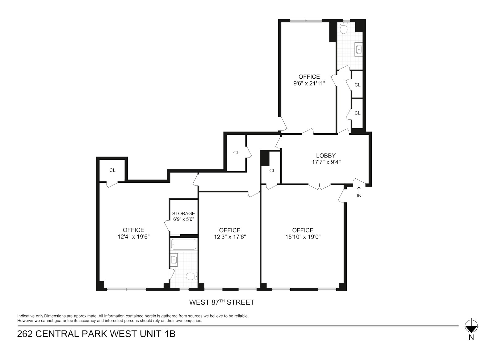 Floorplan for 262 Central Park West, 1B