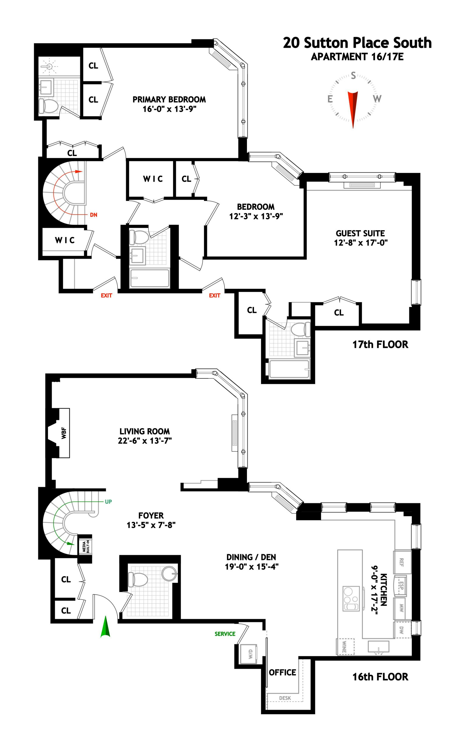 Floorplan for 20 Sutton Place South, 16/17E