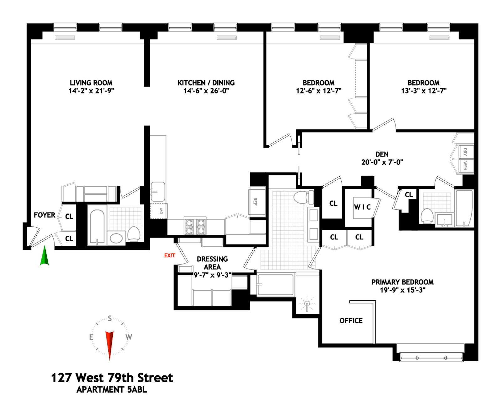 Floorplan for 127 West 79th Street, 5ABL