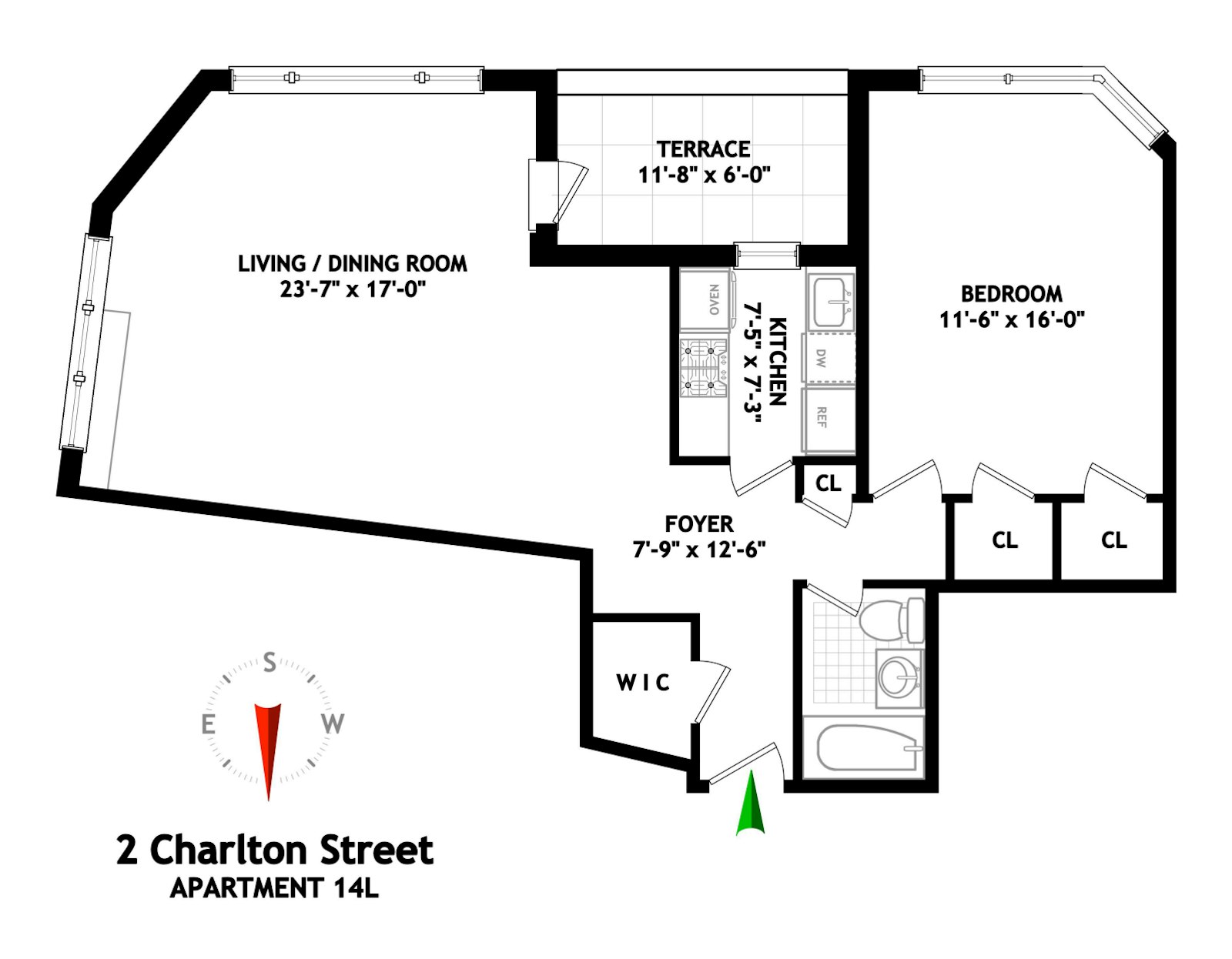 Floorplan for 2 Charlton Street, 14L