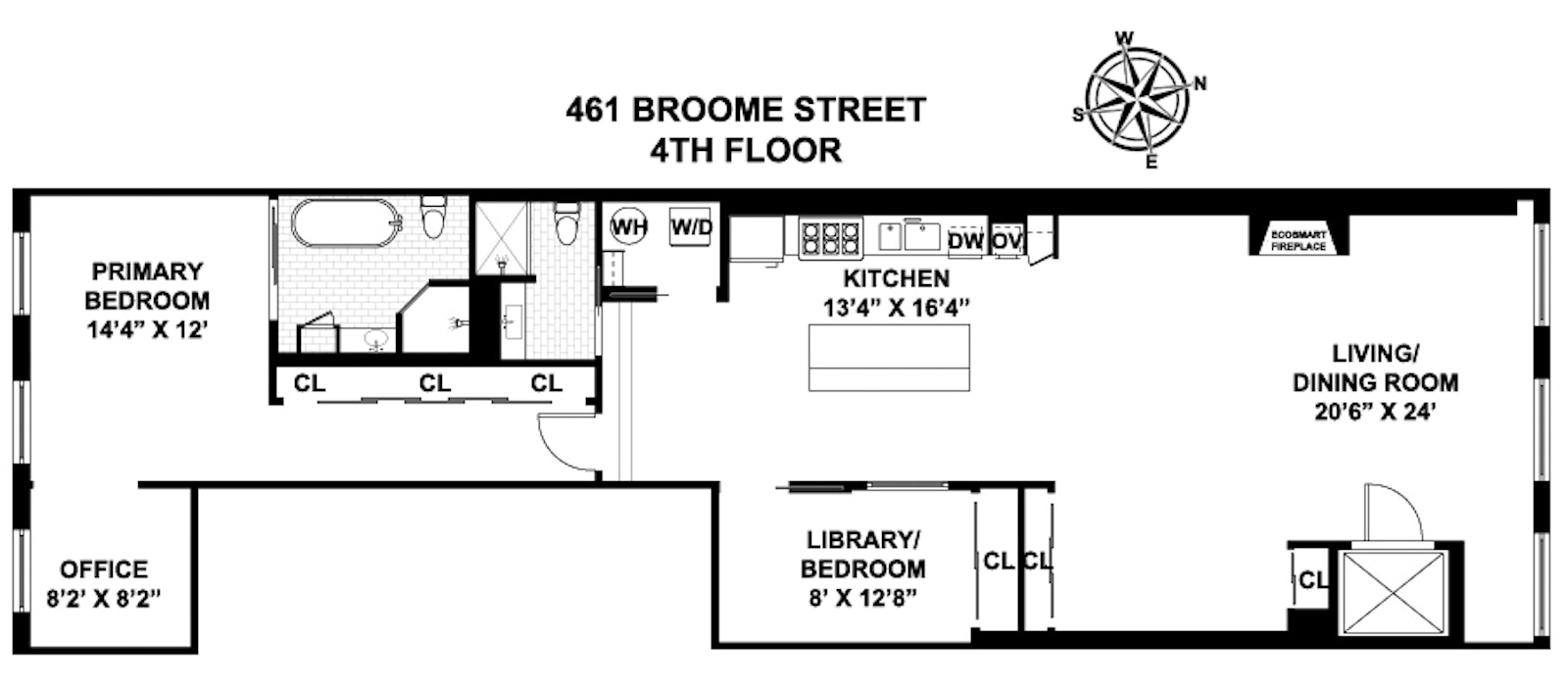 Floorplan for 461 Broome Street, 4