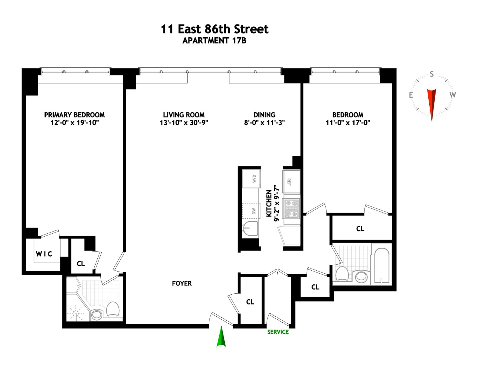Floorplan for 11 East 86th Street, 17B