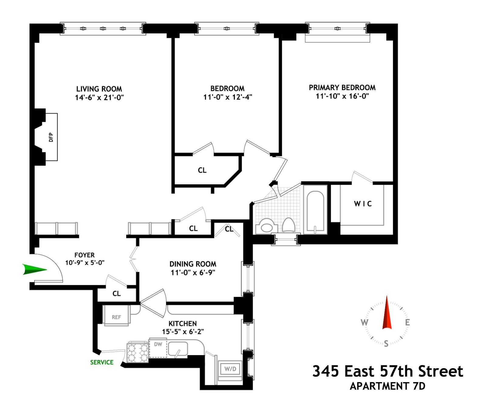 Floorplan for 345 East 57th Street, 7D