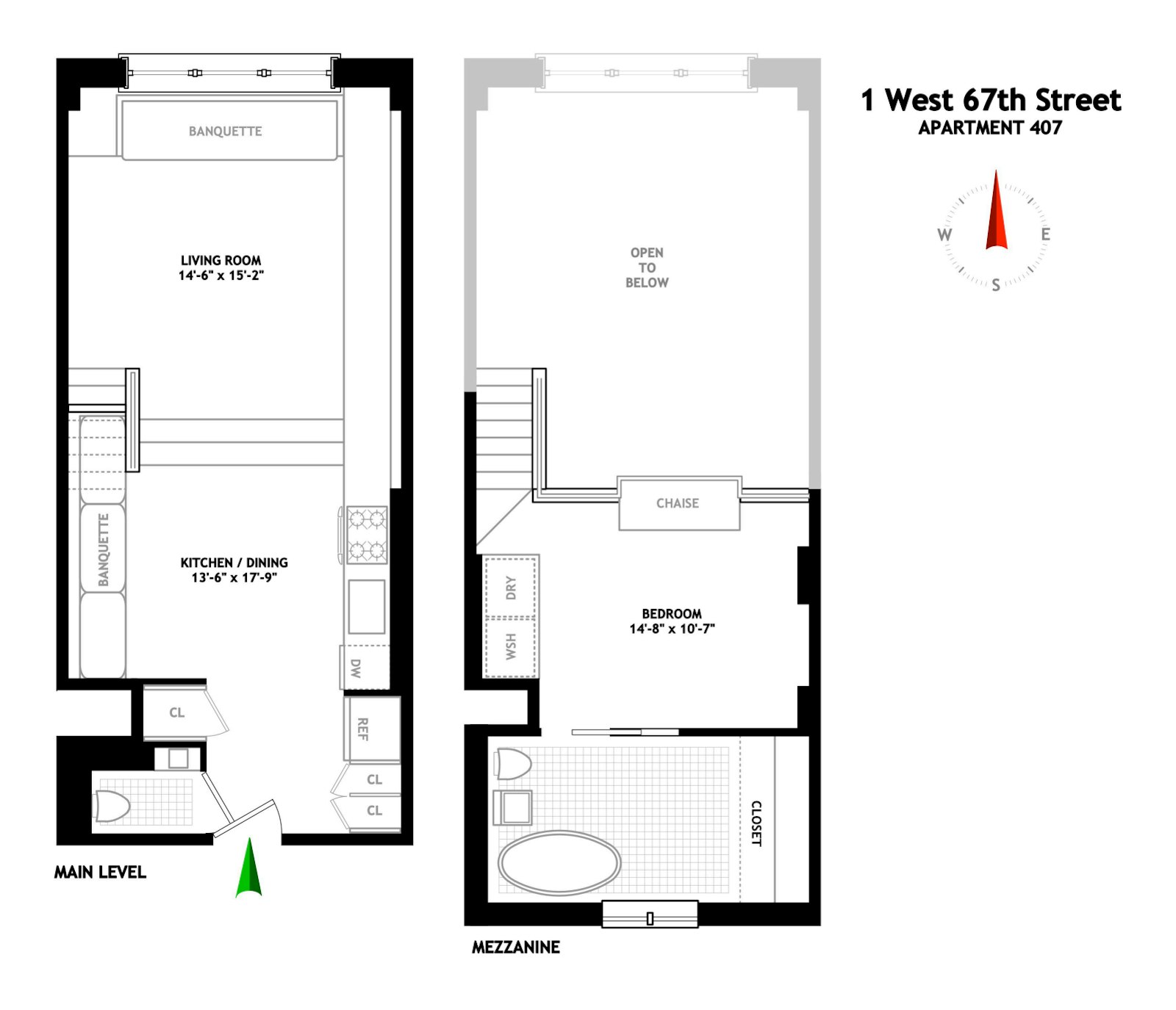 Floorplan for 1 West 67th Street, 407