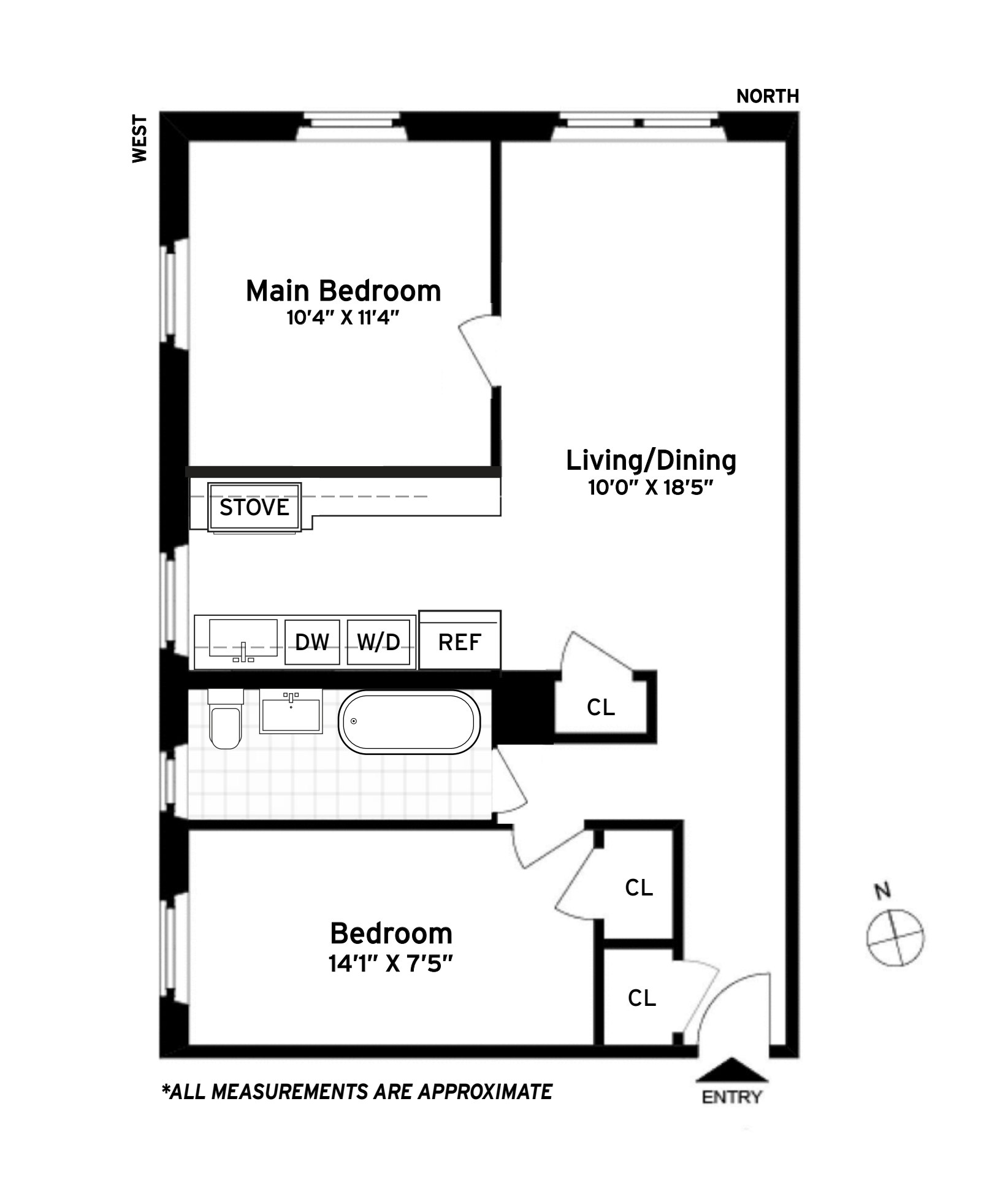 Floorplan for 943 President Street, 1R