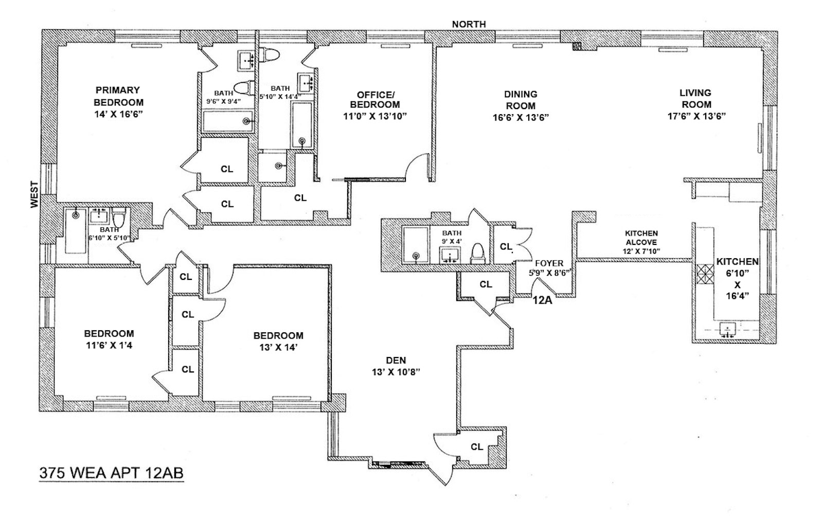 Floorplan for 375 West End Avenue, 12AB