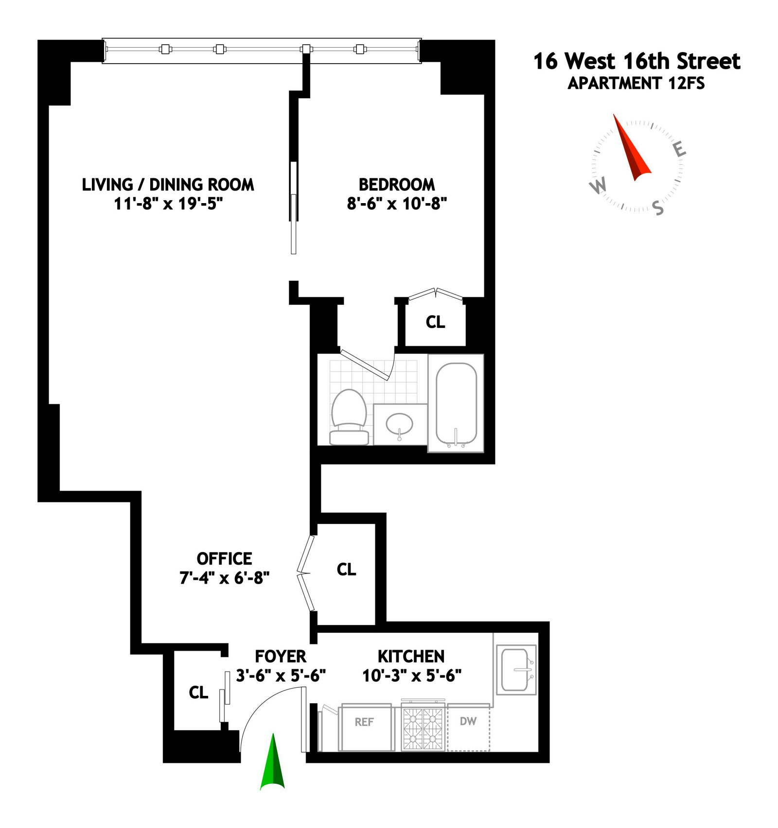 Floorplan for 16 West 16th Street, 12FS