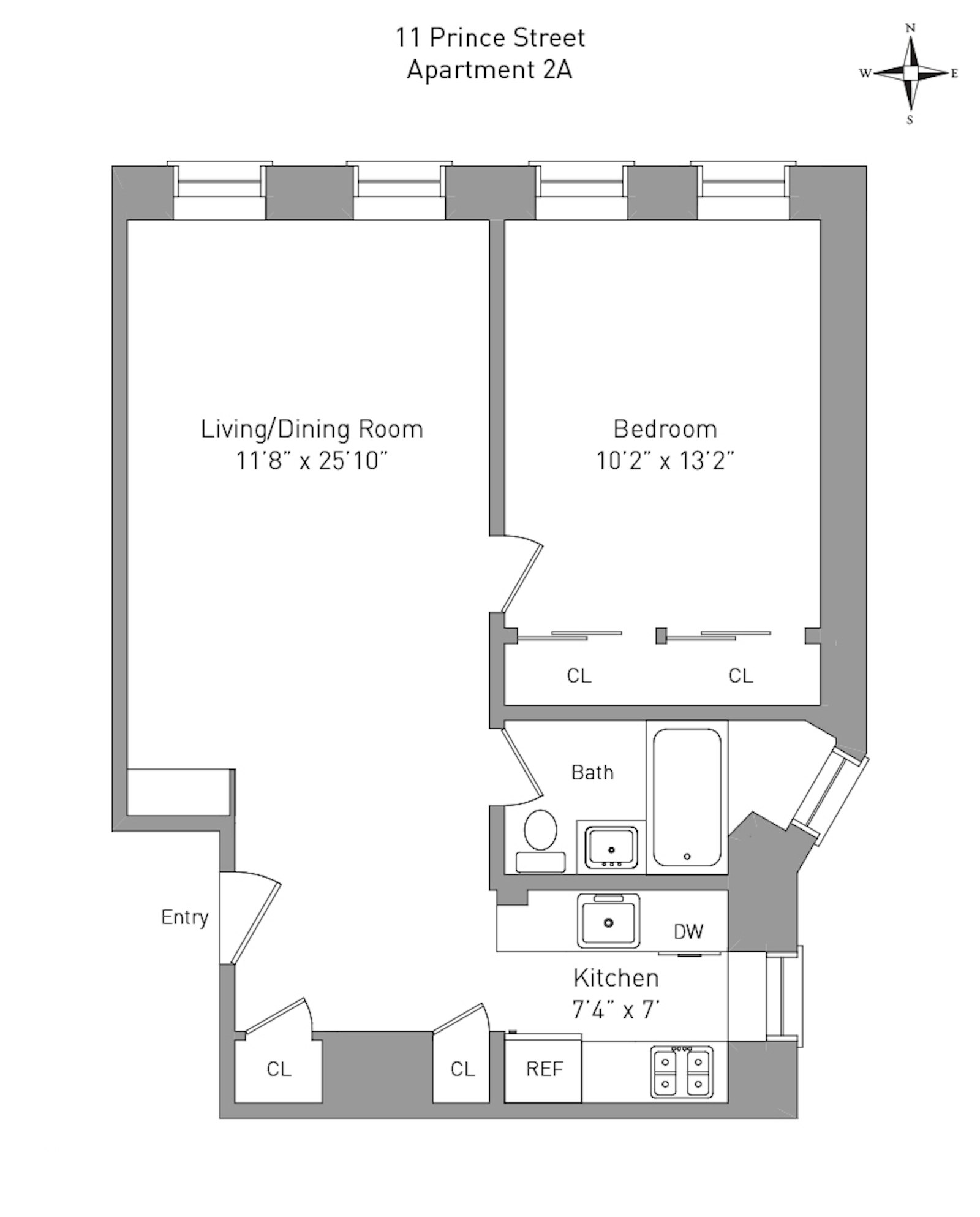 Floorplan for 11 Prince Street, 2A