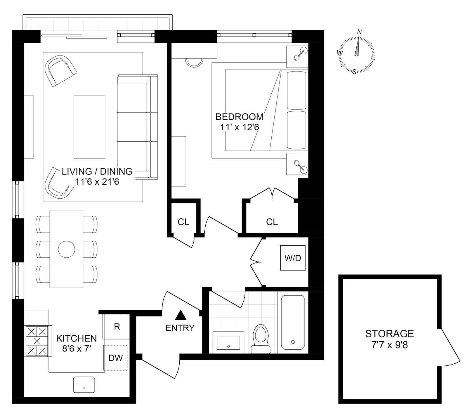 Floorplan for 864 Madison Street, 2A