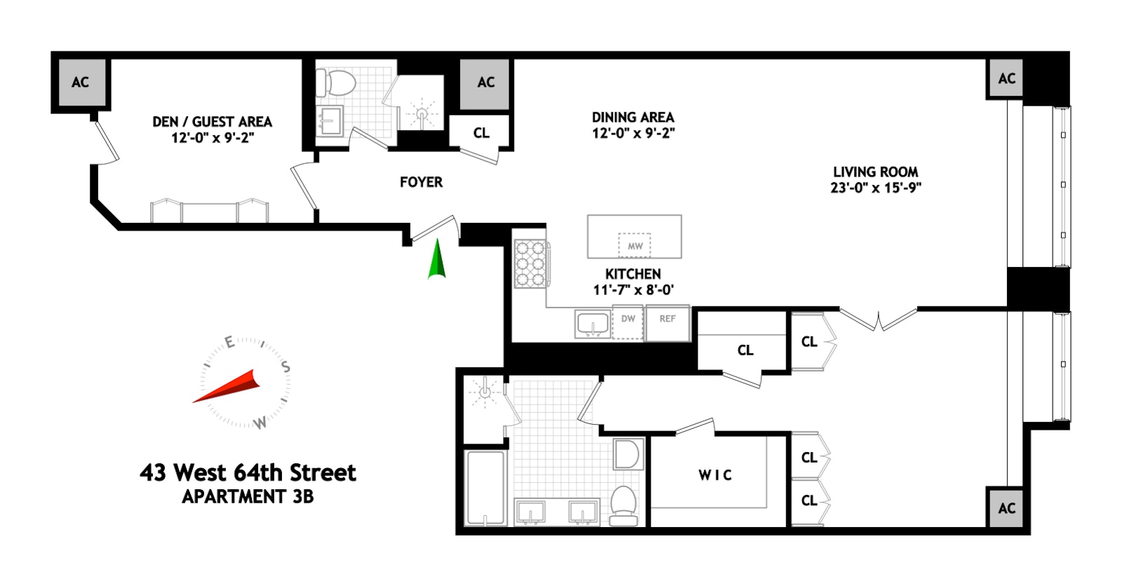 Floorplan for 43 West 64th Street, 3B