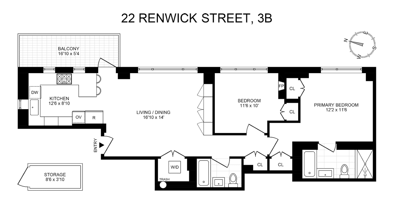 Floorplan for 22 Renwick Street, 3B