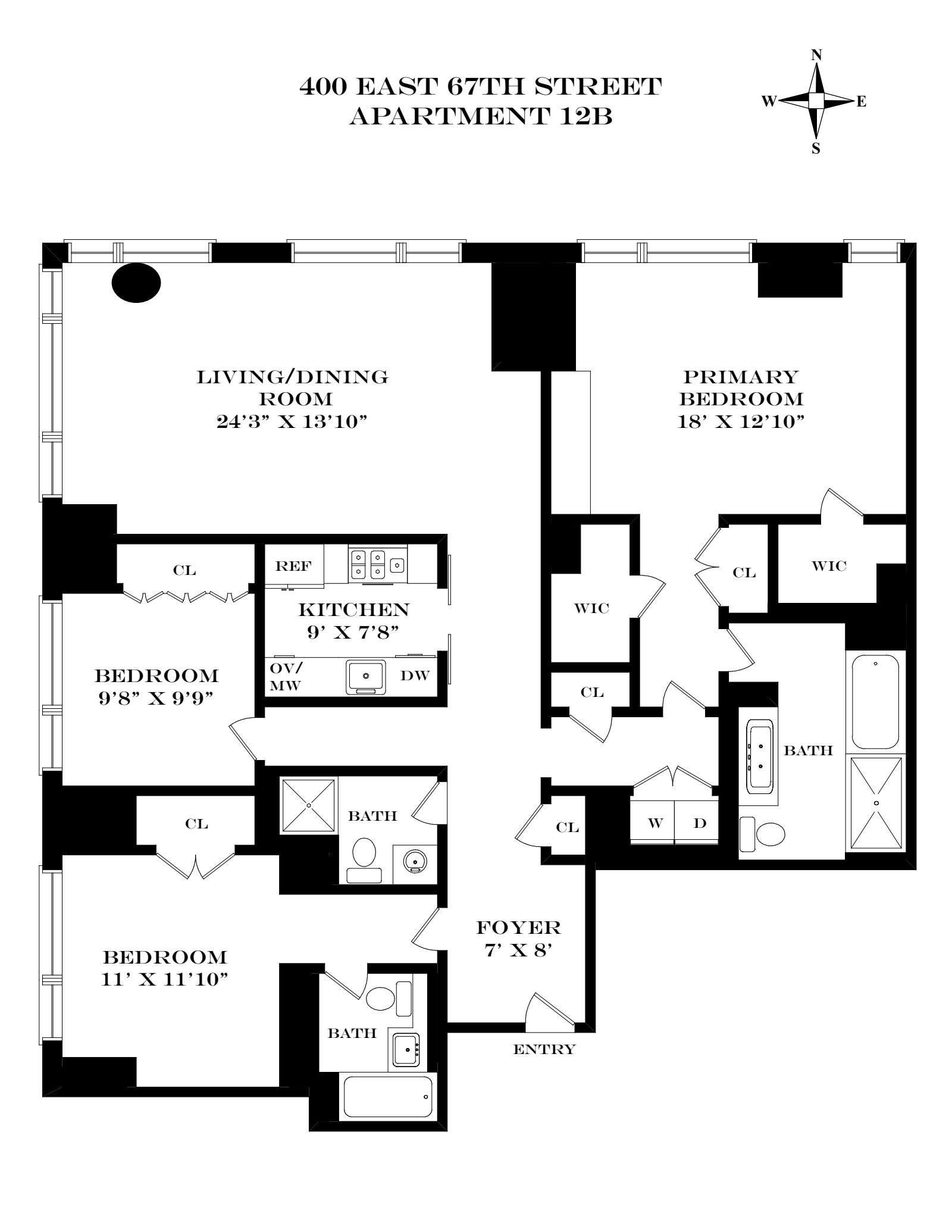 Floorplan for 400 East 67th Street, 12B