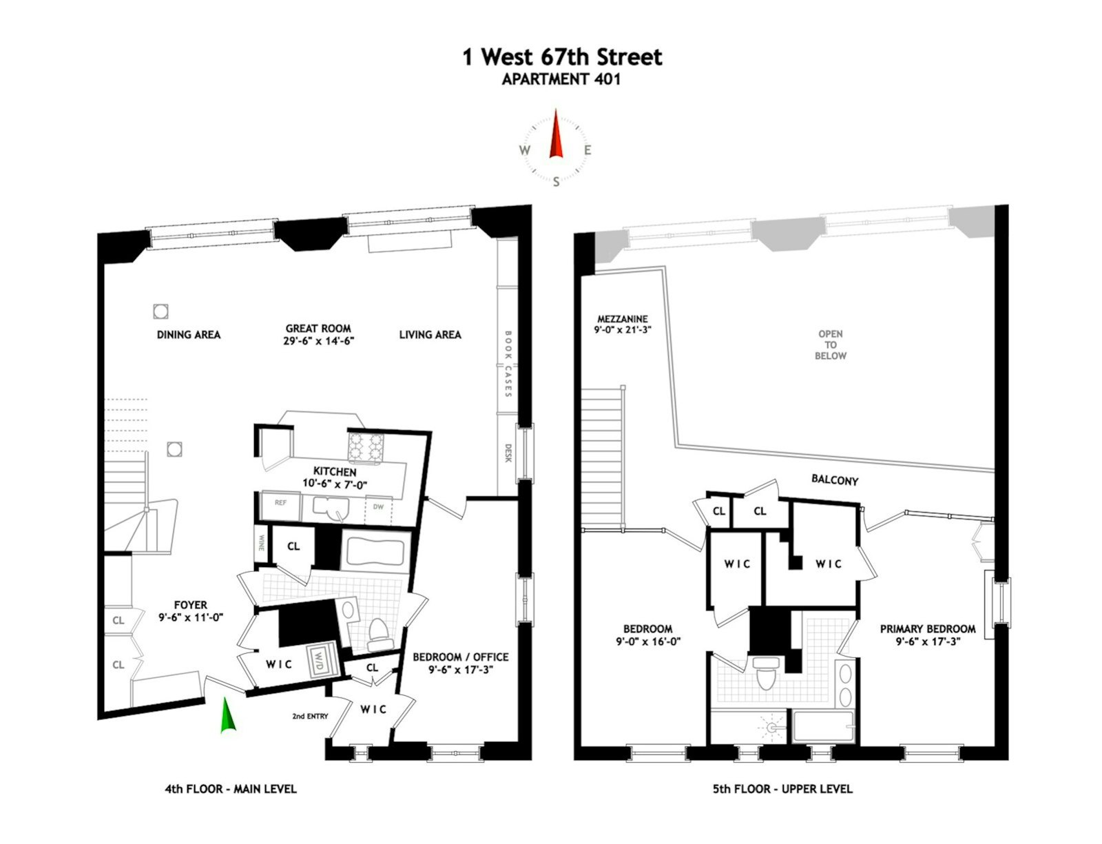 Floorplan for 1 West 67th Street, 401/402