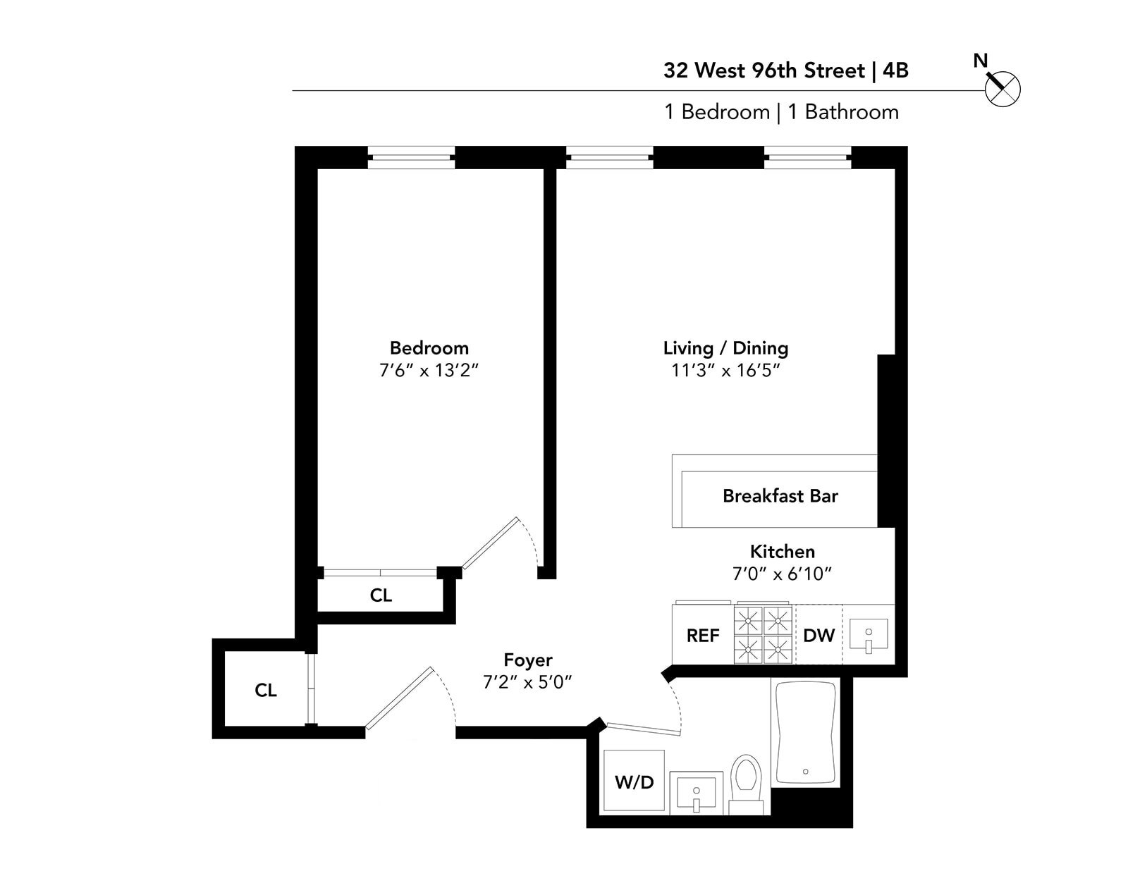 Floorplan for 32 West 96th Street, 4B