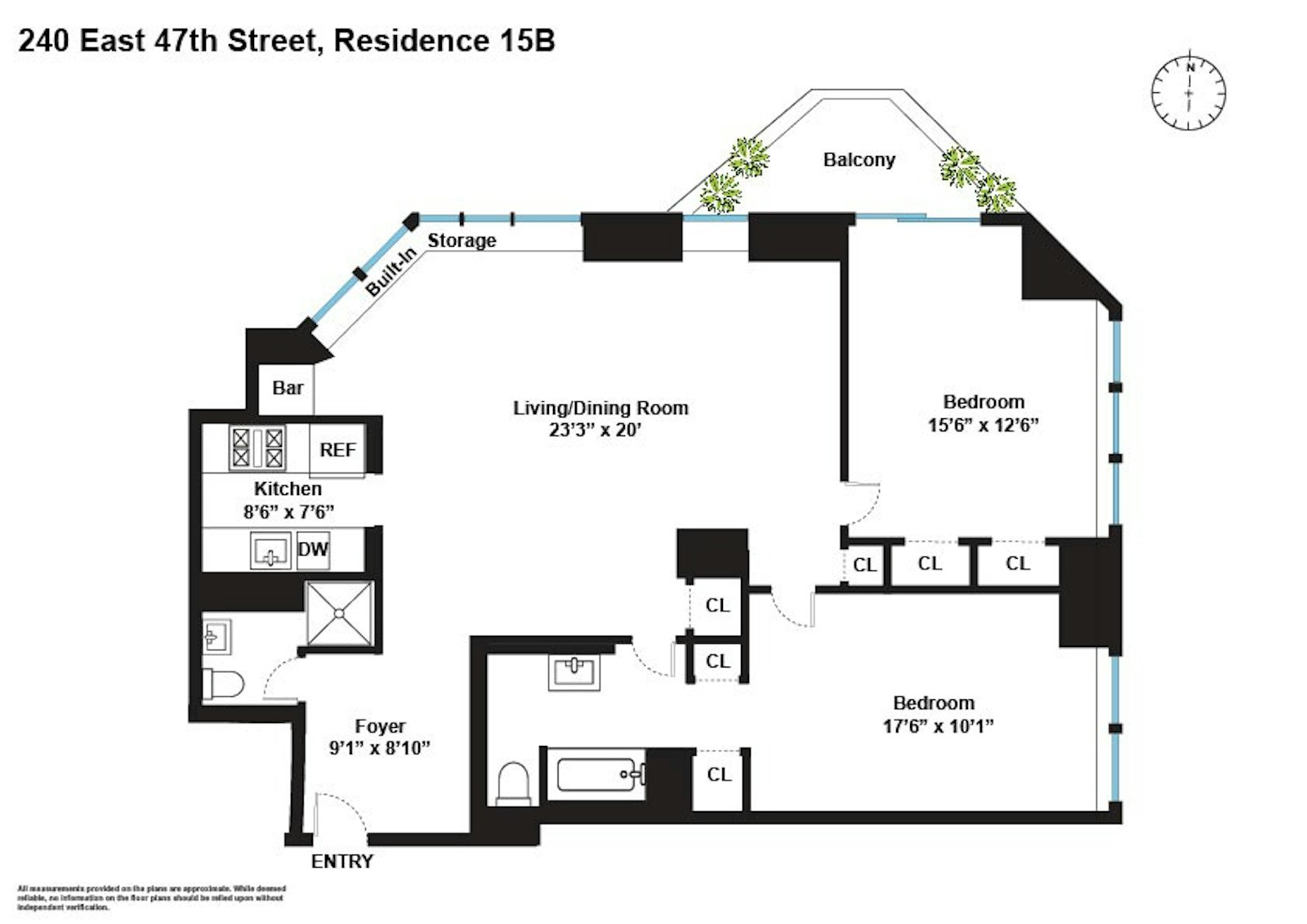Floorplan for 240 East 47th Street, 15B