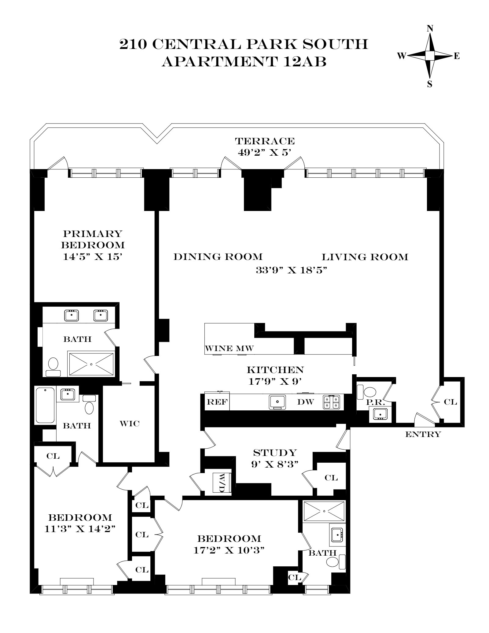 Floorplan for 210 Central Park South, 12A/B