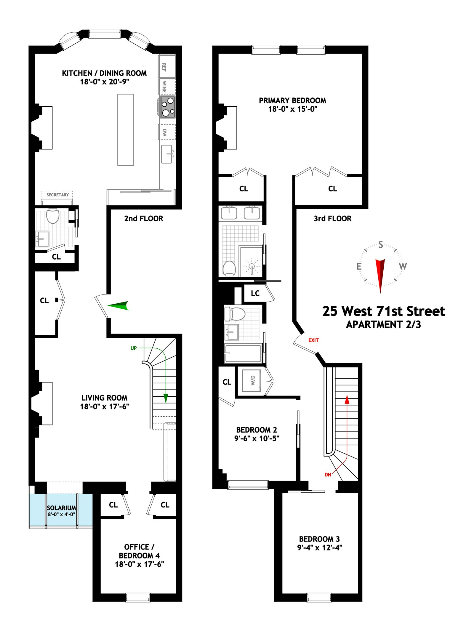 Floorplan for 25 West 71st Street, 2/3
