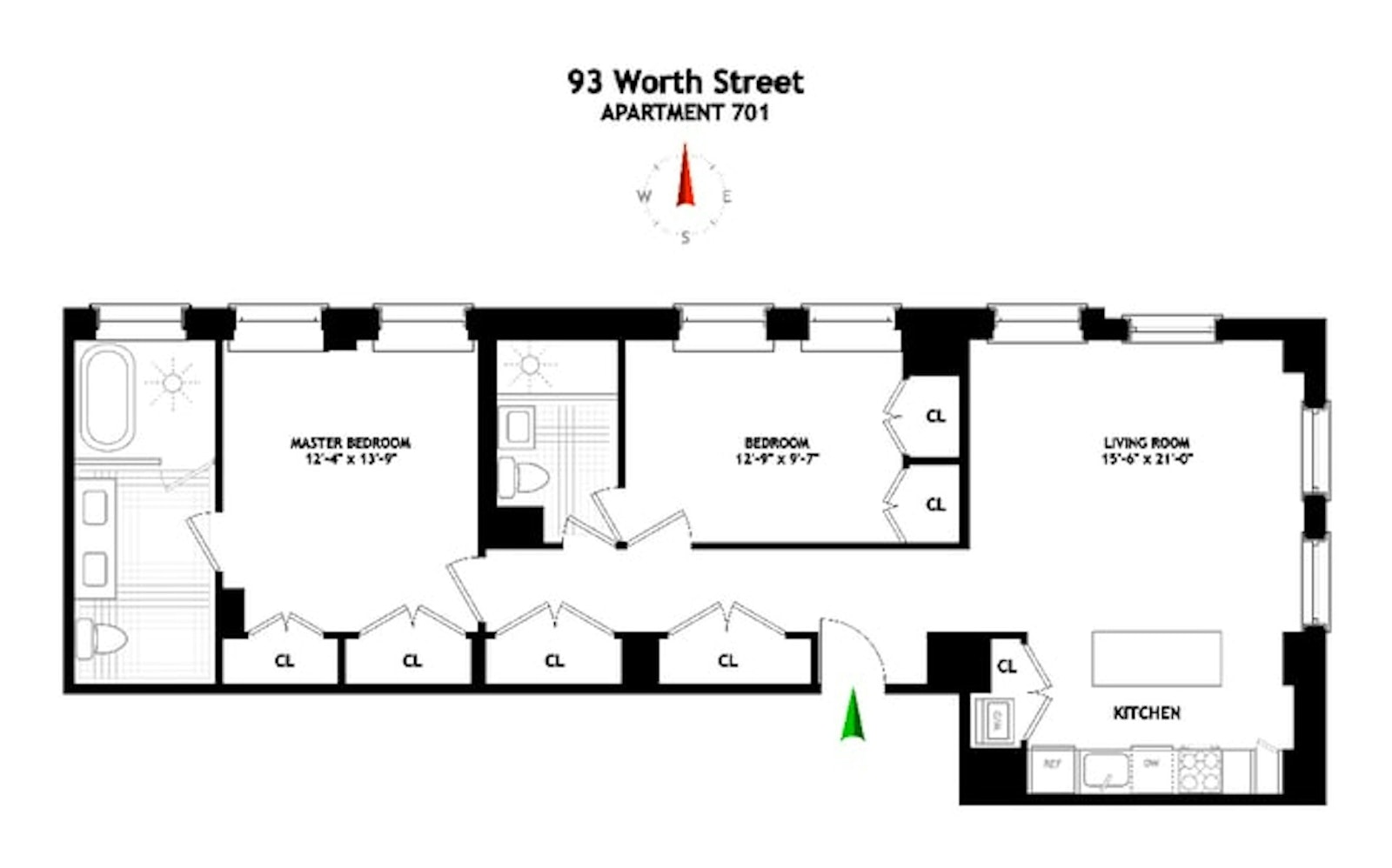 Floorplan for 93 Worth Street, 701