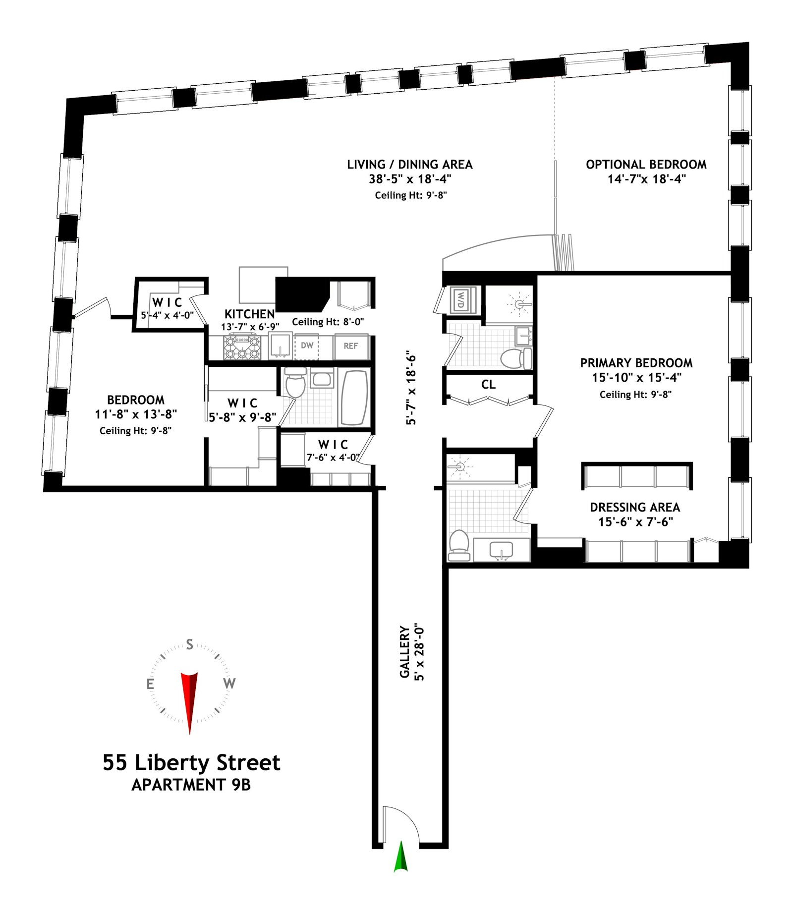 Floorplan for 55 Liberty Street, 9B