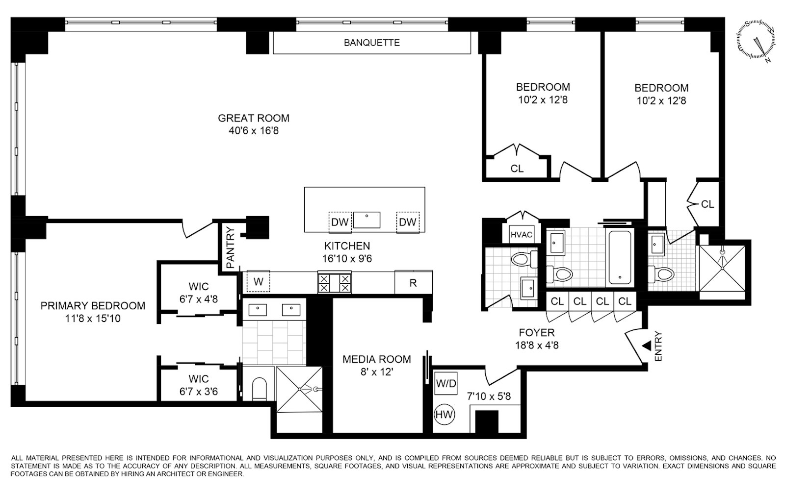 Floorplan for 25 North Moore Street, 4B