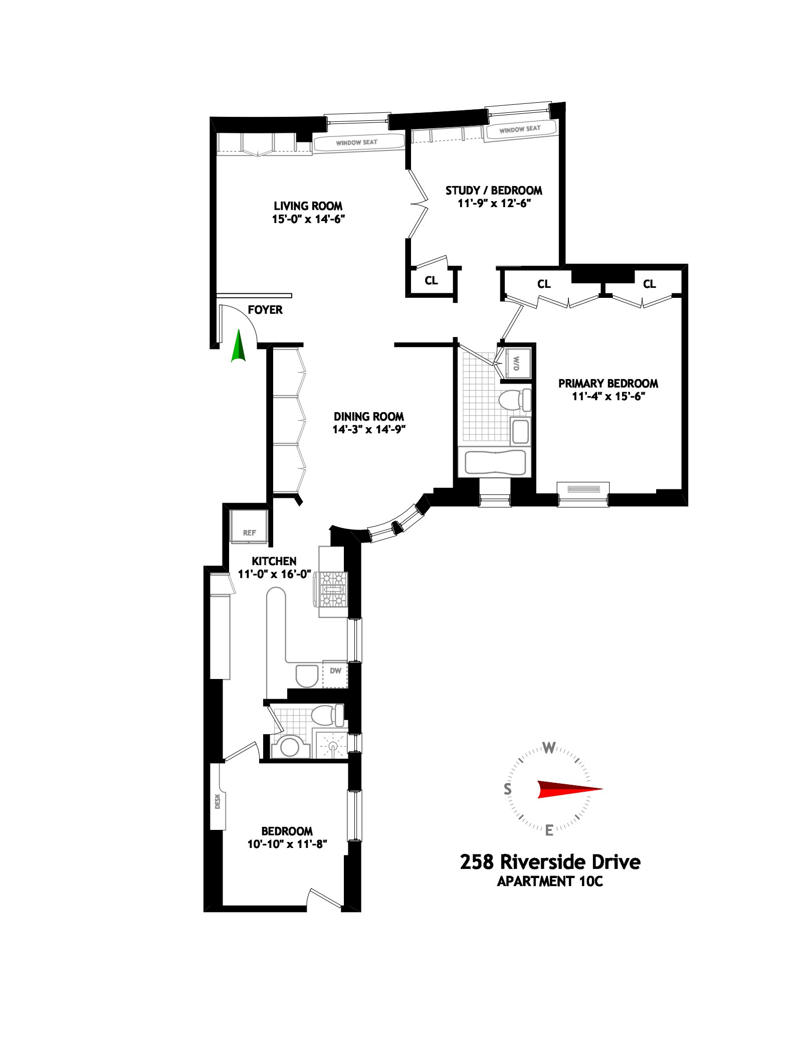 Floorplan for 258 Riverside Drive, 10C