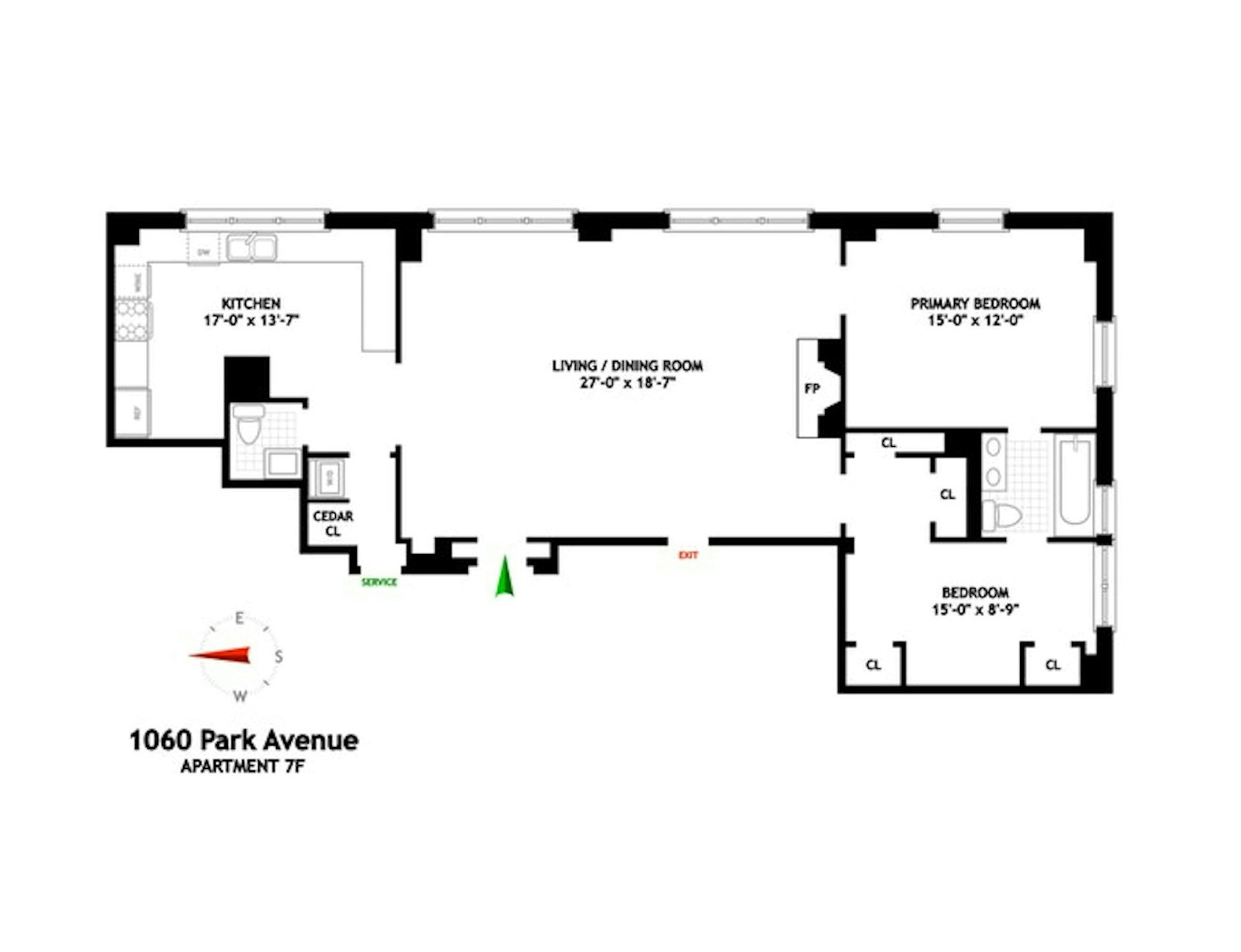Floorplan for 1060 Park Avenue, 7F