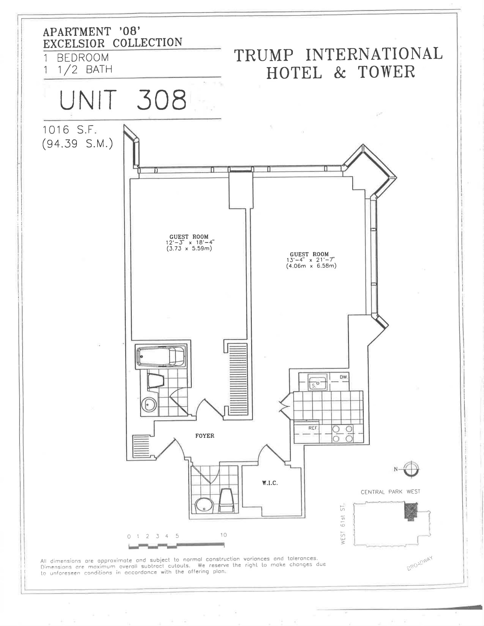 Floorplan for 1 Central Park West, 308