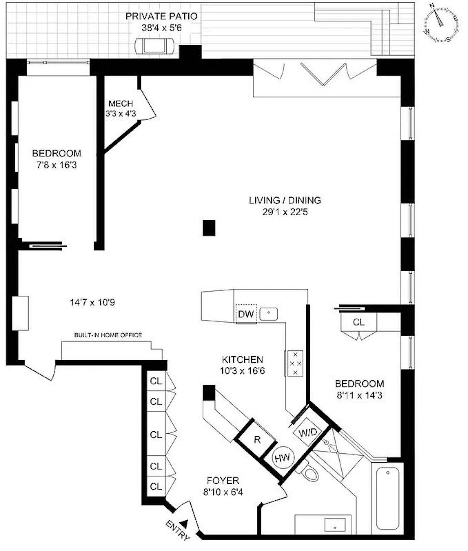 Floorplan for 449 12th Street, 1R