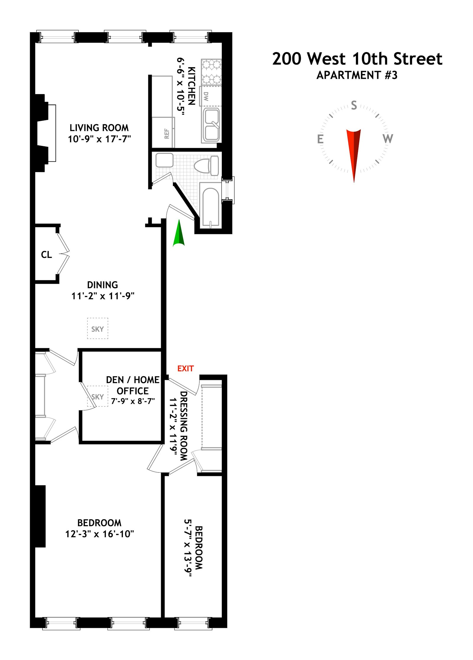 Floorplan for 200 West 10th Street, 3