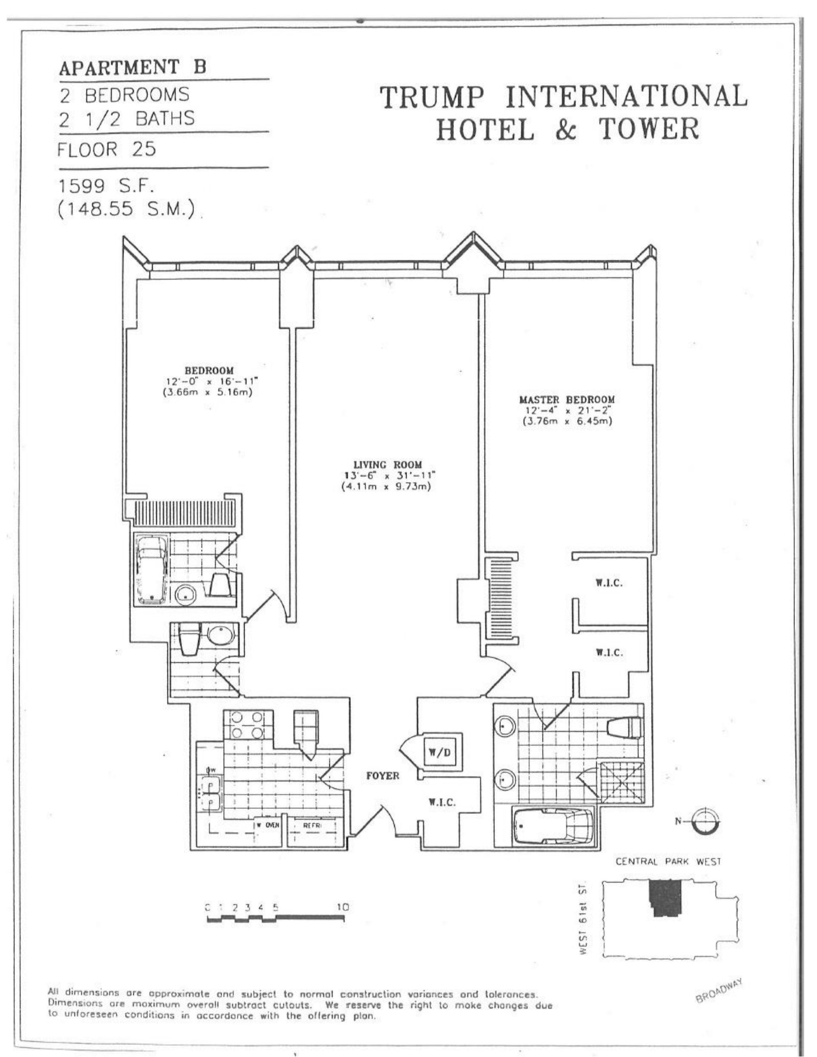 Floorplan for 1 Central Park West, 29B