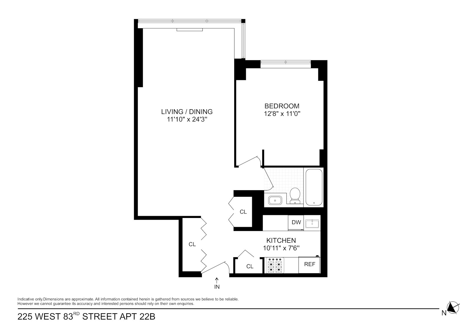 Floorplan for 225 West 83rd Street, 22B